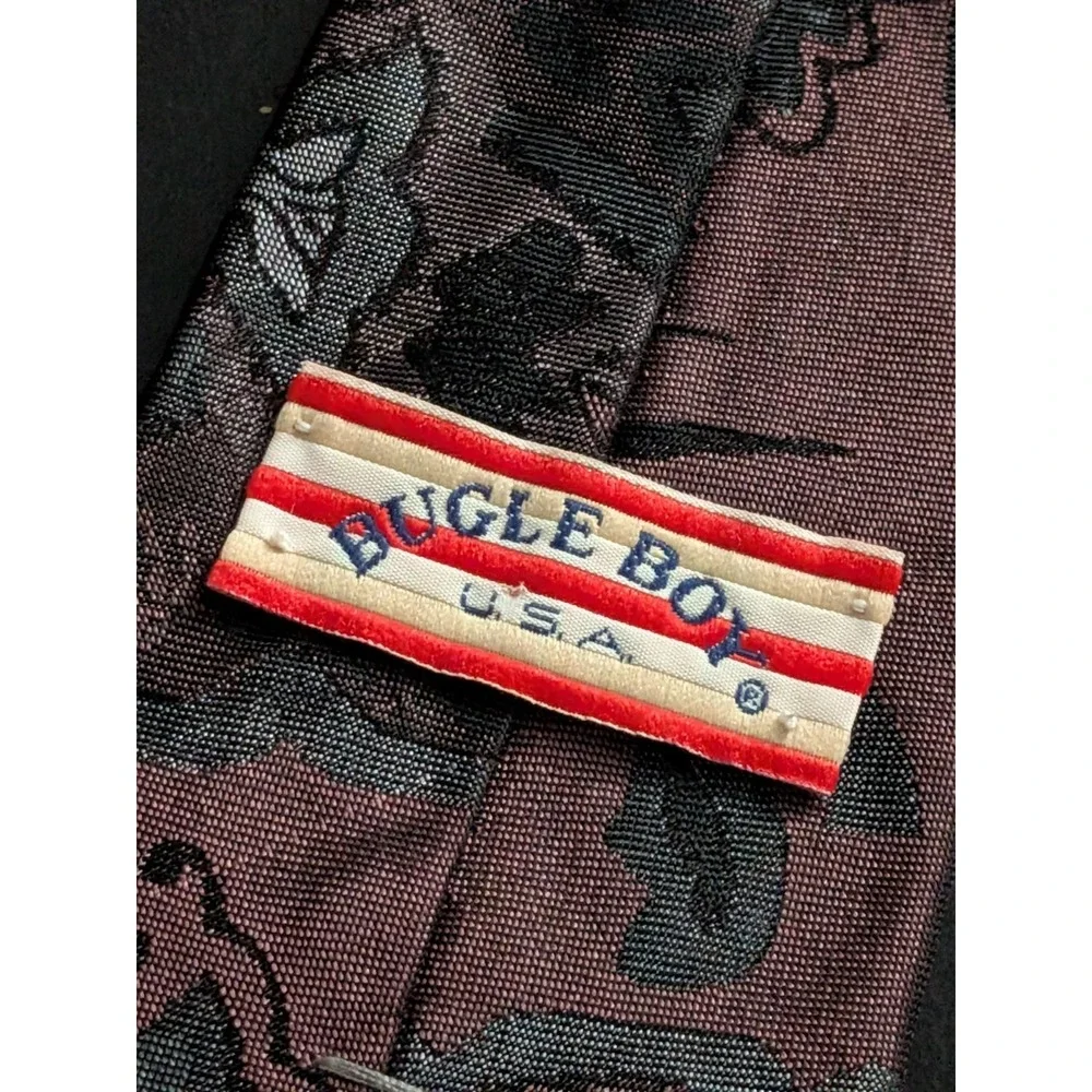 Vintage Bugle Boy Men's Necktie Burgundy Purple Floral Business‎ Wedding 57